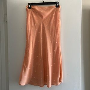 Pink & White Polka Dot MIDI Skirt. Size S